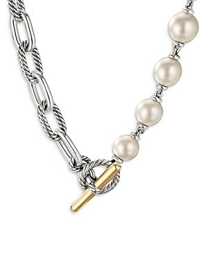 David Yurman 18k Yellow Gold & Sterling Silver Dy Madison Cultured South Sea White Pearl Toggle Necklace, 18