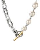David Yurman 18k Yellow Gold & Sterling Silver Dy Madison Cultured South Sea White Pearl Toggle Necklace, 18