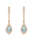 Bloomingdale's Aquamarine & Diamond Drop Earrings In 14k Rose Gold - 100% Exclusive