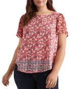 Lucky Brand Plus Floral Border Print Top