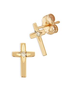 Bloomingdale's Diamond Cross Stud Earrings In 14k Yellow Gold, 0.01 Ct. T.w. - 100% Exclusive