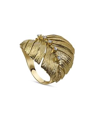 Hueb 18k Yellow Gold Bahia Diamond Palm Frond Statement Ring