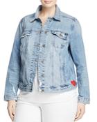 Lucky Brand Plus Embroidered Denim Jacket