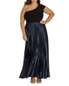 City Chic Plus Rosa One-shoulder Pleated Maxi Dress
