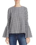 Endless Rose Gingham Flare-sleeve Top