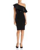 Armani Collezioni Ruffled One-shoulder Embellished Velvet Dress