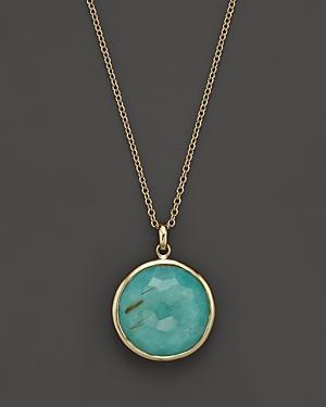 Ippolita 18k Gold Rock Candy Lollipop Pendant Necklace In Rutilated Quartz And Turquoise Doublet, 16