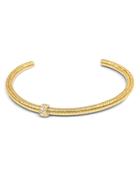 Allsaints Gold-tone Pave Bolt Textured Cuff Bracelet