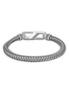 John Hardy Men's Sterling Silver Classic Woven Gray Rubber Carabiner Clasp Bracelet