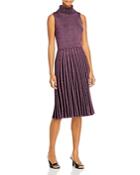 Milly Pleated Mock Neck Dress