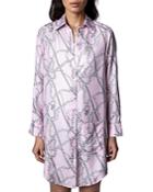 Zadig & Voltaire Rais Twill Chain Print Silk Shirtdress
