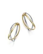 14k Yellow And White Gold Double Curved Oval Link Hoop Earrings - 100% Exclusive