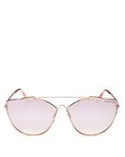 Tom Ford Jacquelyn Mirrored Oversized Brow Bar Cat Eye Sunglasses, 64mm