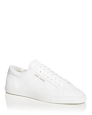 Saint Laurent Men's Andy Snake Embossed Low Top Sneakers