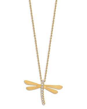 Bloomingdale's Diamond Dragonfly Pendant Necklace In 14k Yellow Gold, 0.10 Ct. T.w. - 100% Exclusive