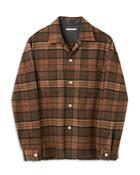 Our Legacy Heusen Wool Blend Check Regular Fit Button Down Camp Shirt