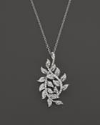 Diamond Leaf Pendant Necklace In 14k White Gold, .55 Ct. T.w.