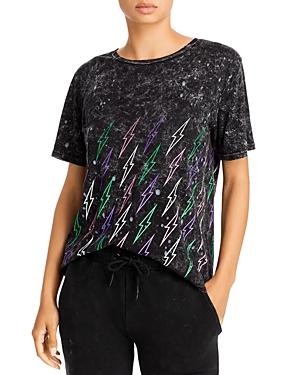 Chrldr Acid Washed Bolts Graphic Tee