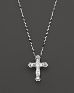 Roberto Coin 18k White Gold Classic Cross Pendant Necklace With Diamonds, 18