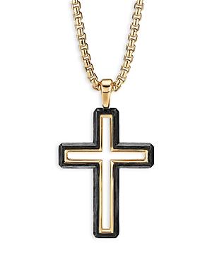 David Yurman Forged Carbon 18k Yellow Gold Cross Pendant