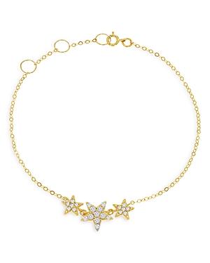Moon & Meadow 14k Yellow Gold Diamond Triple Star Link Bracelet