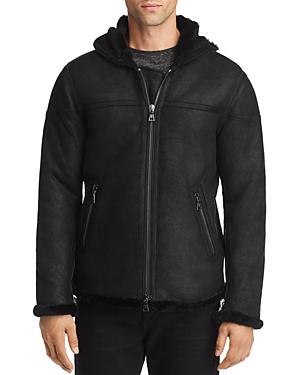John Varvatos Collection Hooded Zip-front Shearling Jacket