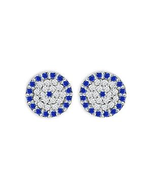 Bloomingdale's Marc & Marcella Diamond & Synthetic Sapphire Circle Stud Earrings In Sterling Silver, 0.17 Ct. T.w. - 100% Exclusive