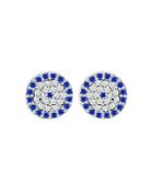 Bloomingdale's Marc & Marcella Diamond & Synthetic Sapphire Circle Stud Earrings In Sterling Silver, 0.17 Ct. T.w. - 100% Exclusive