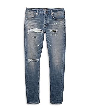 Purple Brand Slim Fit Distressed Jeans In Indigo Reflective
