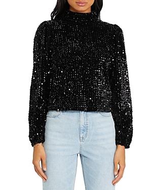 Sanctuary All Nighter Sequin Mock Neck Top