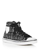 Saint Laurent Women's Malibu Tweed Mid Top Sneakers