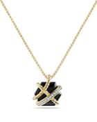 David Yurman Cable Wrap Necklace With Black Onyx & Diamonds In 18k Gold