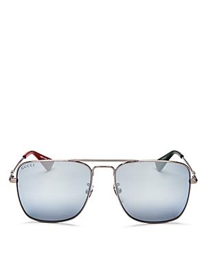 Gucci Caravan Mirrored Brow Bar Square Sunglasses, 55mm