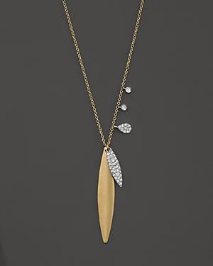 Meira T 14k Yellow Gold Verticle Pendant Necklace With Diamonds, 16