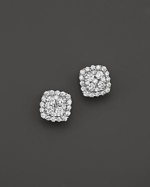 Diamond Cluster Stud Earrings In 14k White Gold, .50 Ct. T.w.