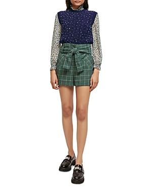 Maje Itrito Plaid Belted Shorts