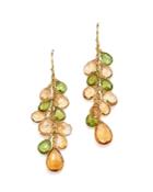 Citrine And Peridot Drop Earrings In 14k Yellow Gold