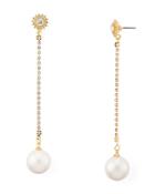 Aqua Pave & Simulated Pearl Linear Drop Earrings - 100% Exclusive