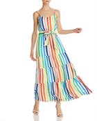 Alice + Olivia Janan Tiered Rainbow-stripe Maxi Dress