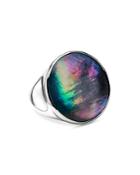 Ippolita Sterling Silver Rock Candy Onyx, Rock Crystal, & Mother Of Pearl Triplet Luce Ring