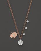Meira T 14k Rose & White Gold Hamsa Disc Diamond Necklace, 16