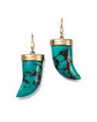 Annette Ferdinandsen Design 14k Yellow Gold Turquoise Claw Drop Earrings