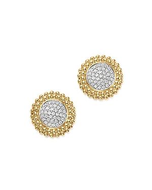 Diamond Micro Pave Beaded Stud Earrings In 14k Yellow Gold, 0.20 Ct. T.w. - 100% Exclusive