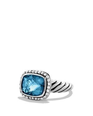 David Yurman Noblesse Ring With Hampton Blue Topaz & Diamonds
