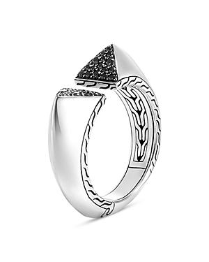 John Hardy Sterling Silver Classic Chain Tiga Ring With Black Sapphire & Black Spinel