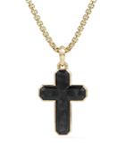 David Yurman Men's Forged Carbon Cross Tag With 18k Gold