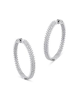 Bloomingdale's Diamond Inside Out Double Row Hoop Earrings In 14k White Gold, 5.0 Ct. T.w. - 100% Exclusive