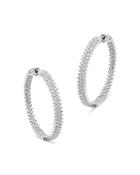 Bloomingdale's Diamond Inside Out Double Row Hoop Earrings In 14k White Gold, 5.0 Ct. T.w. - 100% Exclusive
