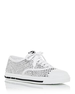 Miu Miu Women's Rhinestone Embellished Low Top Sneakers