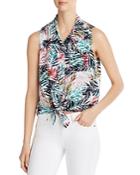 Beachlunchlounge Sleeveless Printed Tie-front Top - 100% Exclusive